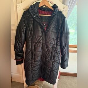 Quilted Puffer Black Winter Coat Medium